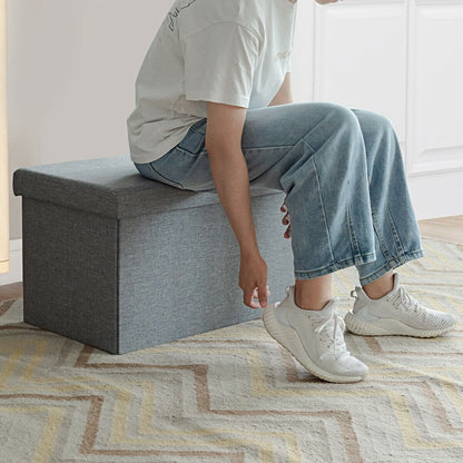 30" Folding Storage Ottoman with Lift Top, Light Gray Shoe Racks & Storage Benches   at Gallery Canada