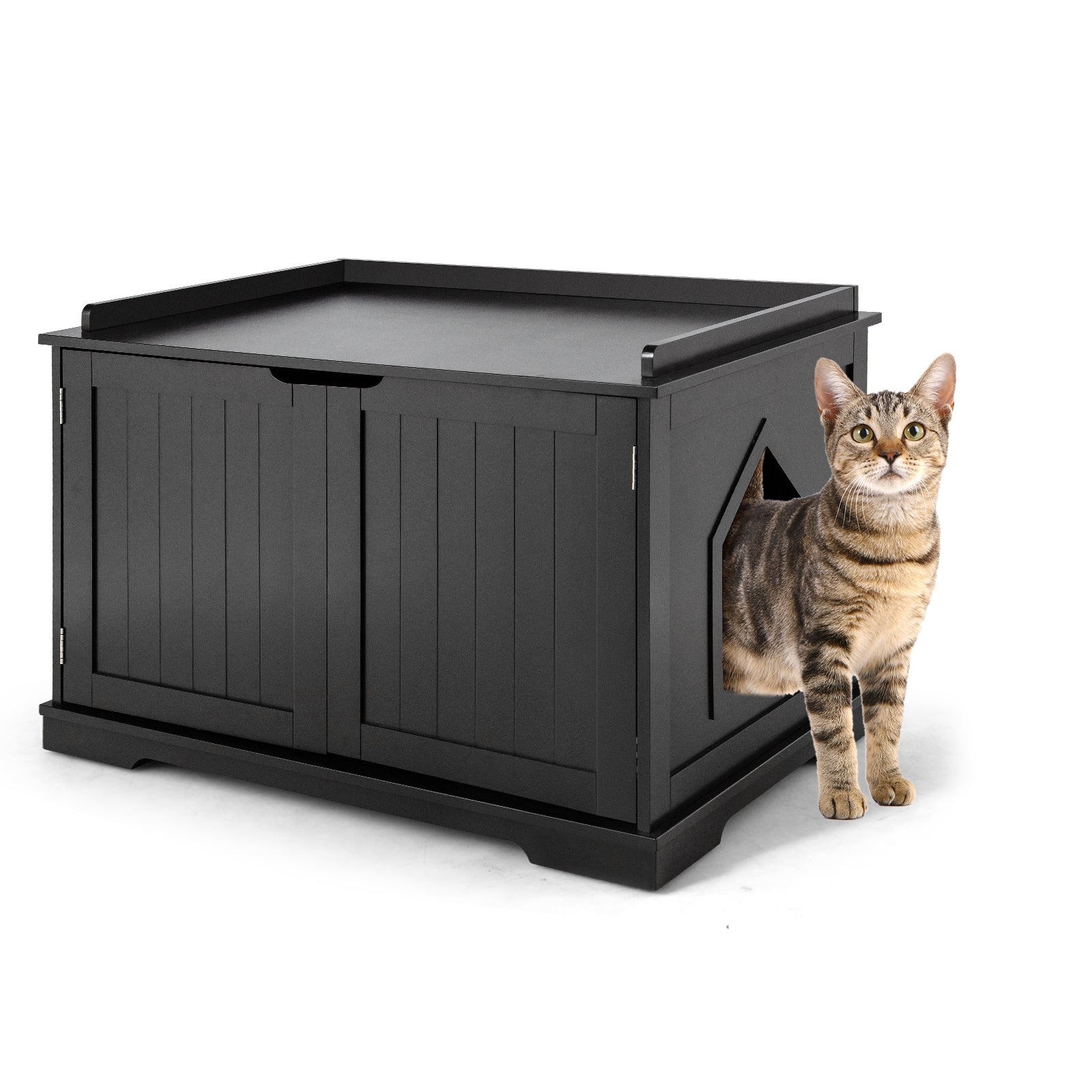 Cat Litter Box Enclosure with Double Doors for Large Cat and Kitty, Black Cat Houses at Gallery Canada