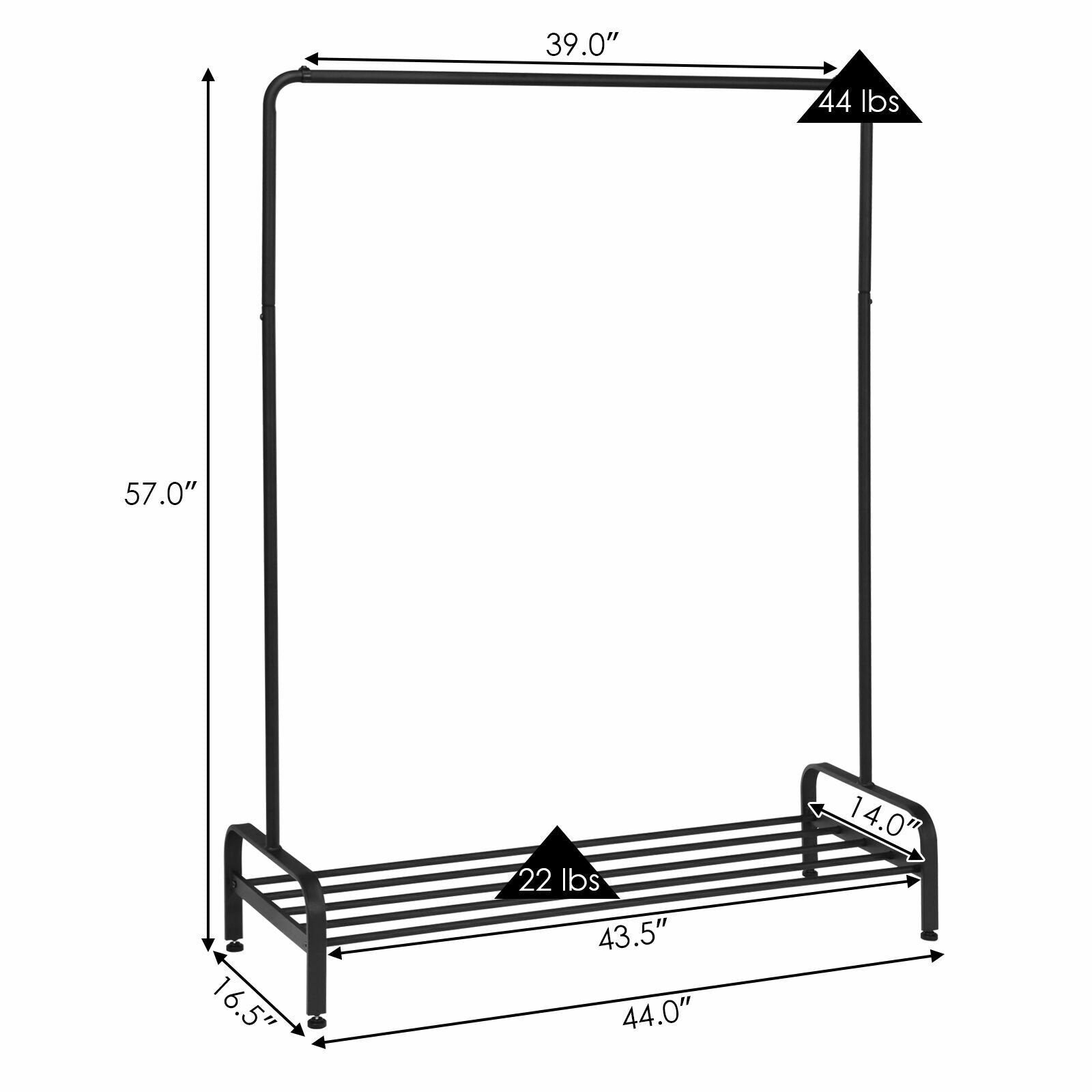 Heavy Duty Clothes Stand Rack with Top Rod and Lower Storage Shelf, Black Clothing & Closet Storage   at Gallery Canada