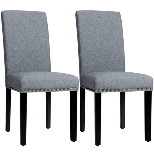 Set of 2 Fabric Upholstered Dining Chairs with Nailhead, Light Gray - Gallery Canada
