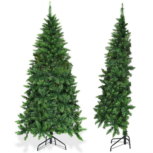 Pre-Lit Artificial Half National Christmas Tree with 8 Flash Modes-6 ft, Green Christmas Tree   at Gallery Canada