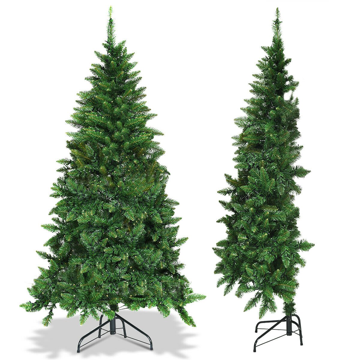 Pre-Lit Artificial Half National Christmas Tree with 8 Flash Modes-5 ft, Green Christmas Tree   at Gallery Canada