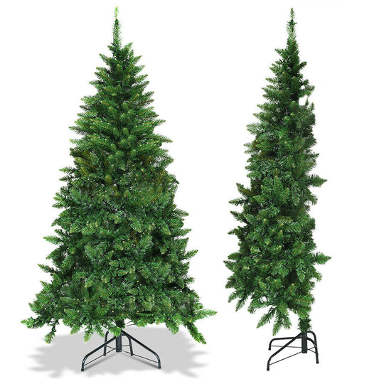 Pre-Lit Artificial Half National Christmas Tree with 8 Flash Modes-5 ft, Green Christmas Tree   at Gallery Canada