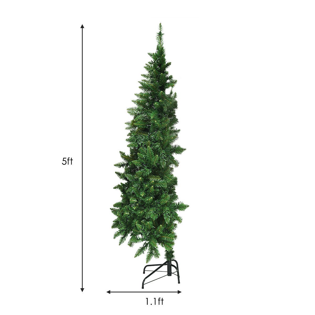 Pre-Lit Artificial Half National Christmas Tree with 8 Flash Modes-5 ft, Green Christmas Tree   at Gallery Canada