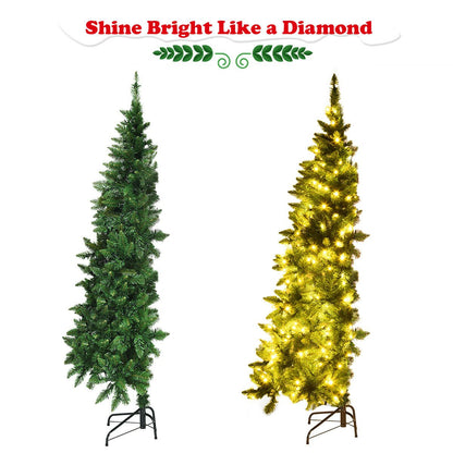 Pre-Lit Artificial Half National Christmas Tree with 8 Flash Modes-5 ft, Green Christmas Tree   at Gallery Canada