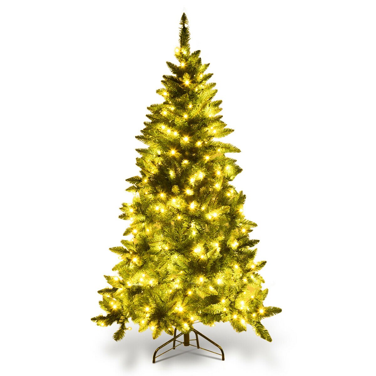 Pre-Lit Artificial Half National Christmas Tree with 8 Flash Modes-5 ft, Green Christmas Tree   at Gallery Canada