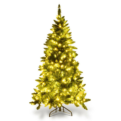 Pre-Lit Artificial Half National Christmas Tree with 8 Flash Modes-5 ft, Green Christmas Tree   at Gallery Canada