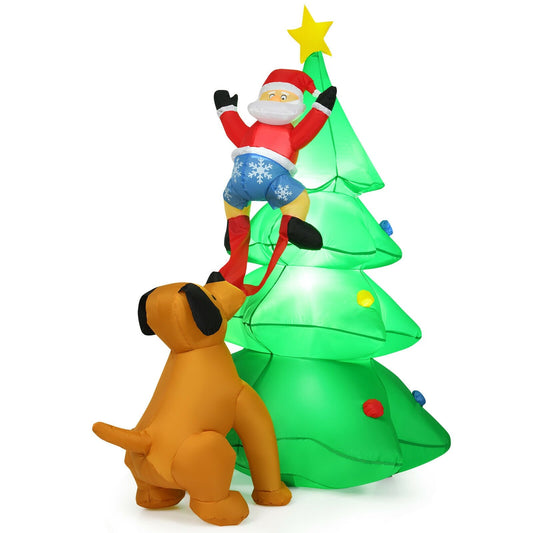 6.5 Feet Outdoor Inflatable Christmas Tree Santa Decor with LED Lights, Green Christmas Inflatables   at Gallery Canada