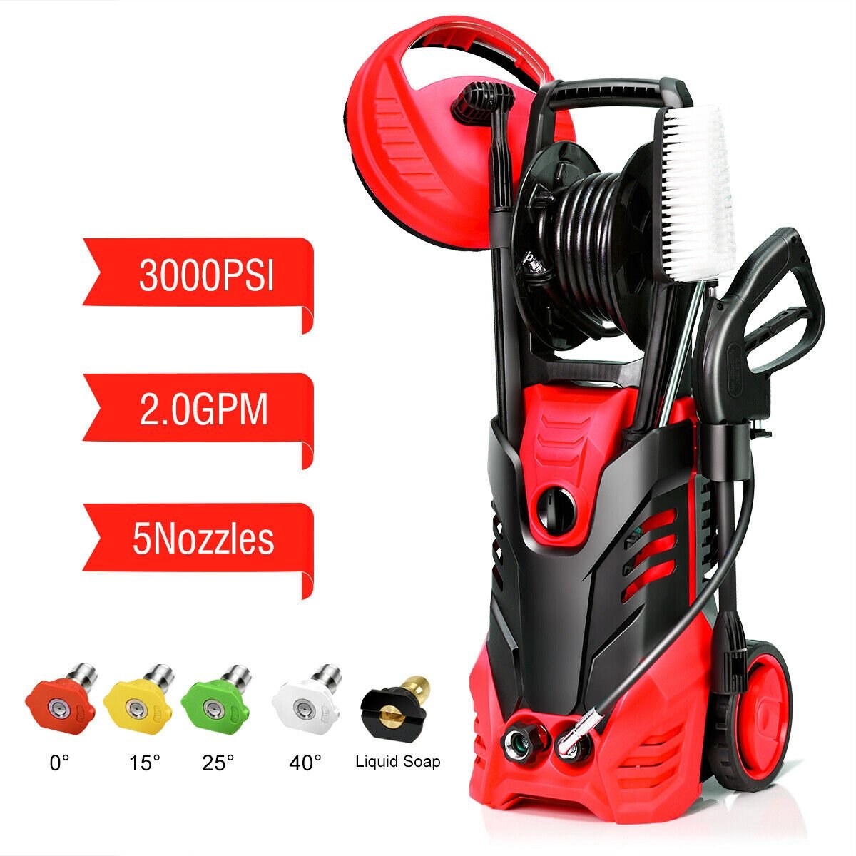 3000 PSI Electric High Pressure Washer With Patio Cleaner, Red Pressure Washers   at Gallery Canada