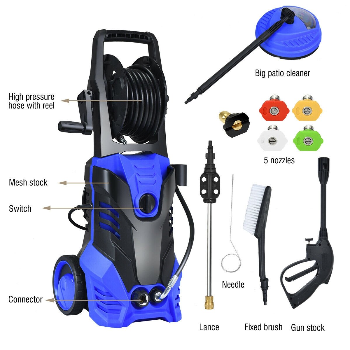 3000 PSI Electric High Pressure Washer With Patio Cleaner , Blue Pressure Washers   at Gallery Canada