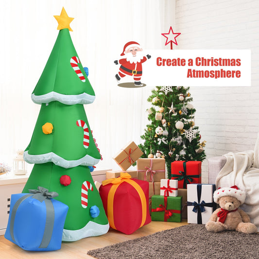 6 Feet Inflatable Christmas Tree with Gift Boxes Blow Up Decoration, Green - Gallery Canada