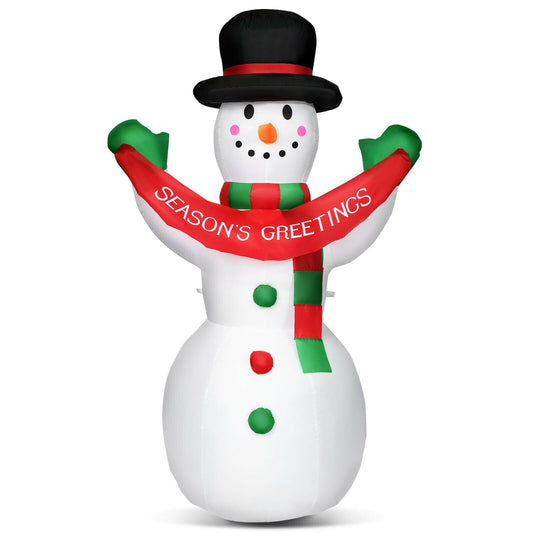 6 Feet Inflatable Christmas Snowman with LED Lights Blow Up Outdoor Yard Decoration, White - Gallery Canada