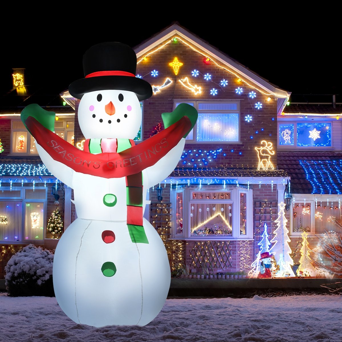 6 Feet Inflatable Christmas Snowman with LED Lights Blow Up Outdoor Yard Decoration, White Christmas Inflatables   at Gallery Canada