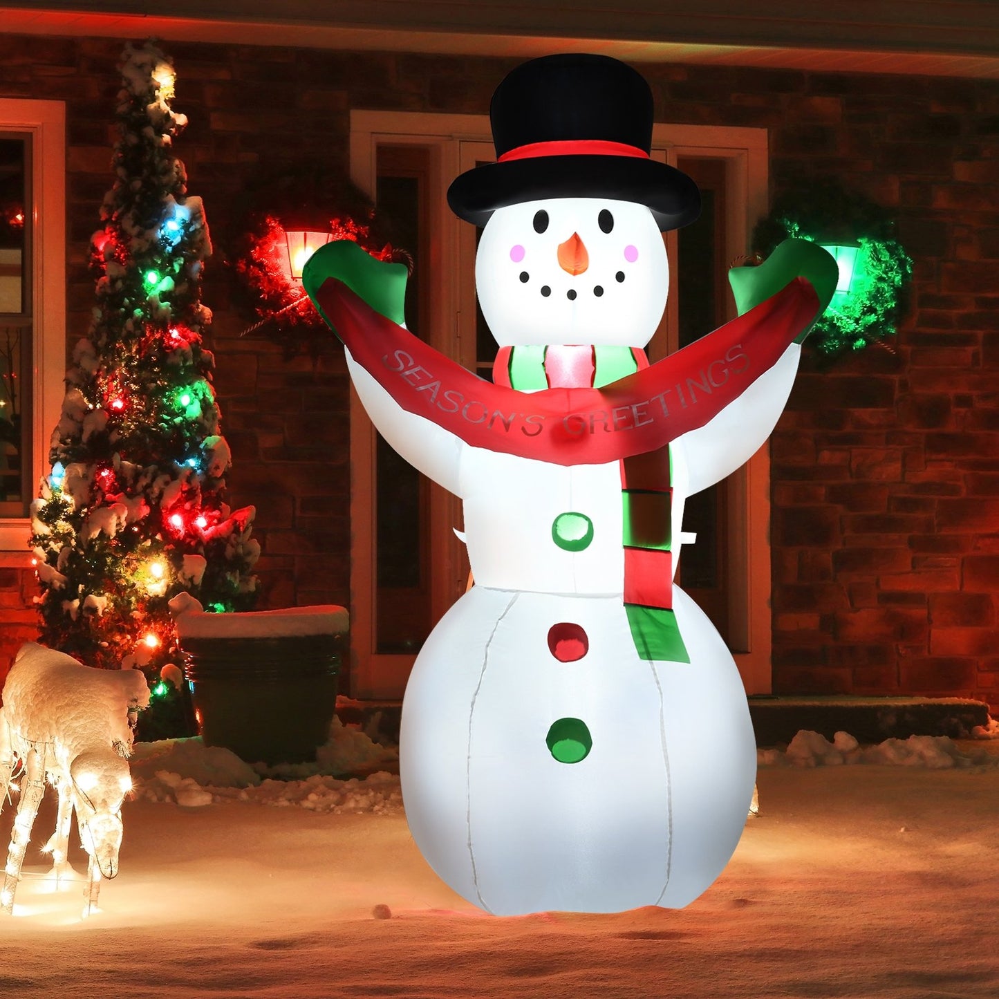 6 Feet Inflatable Christmas Snowman with LED Lights Blow Up Outdoor Yard Decoration, White Christmas Inflatables   at Gallery Canada