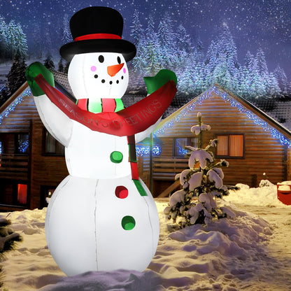 6 Feet Inflatable Christmas Snowman with LED Lights Blow Up Outdoor Yard Decoration, White Christmas Inflatables   at Gallery Canada