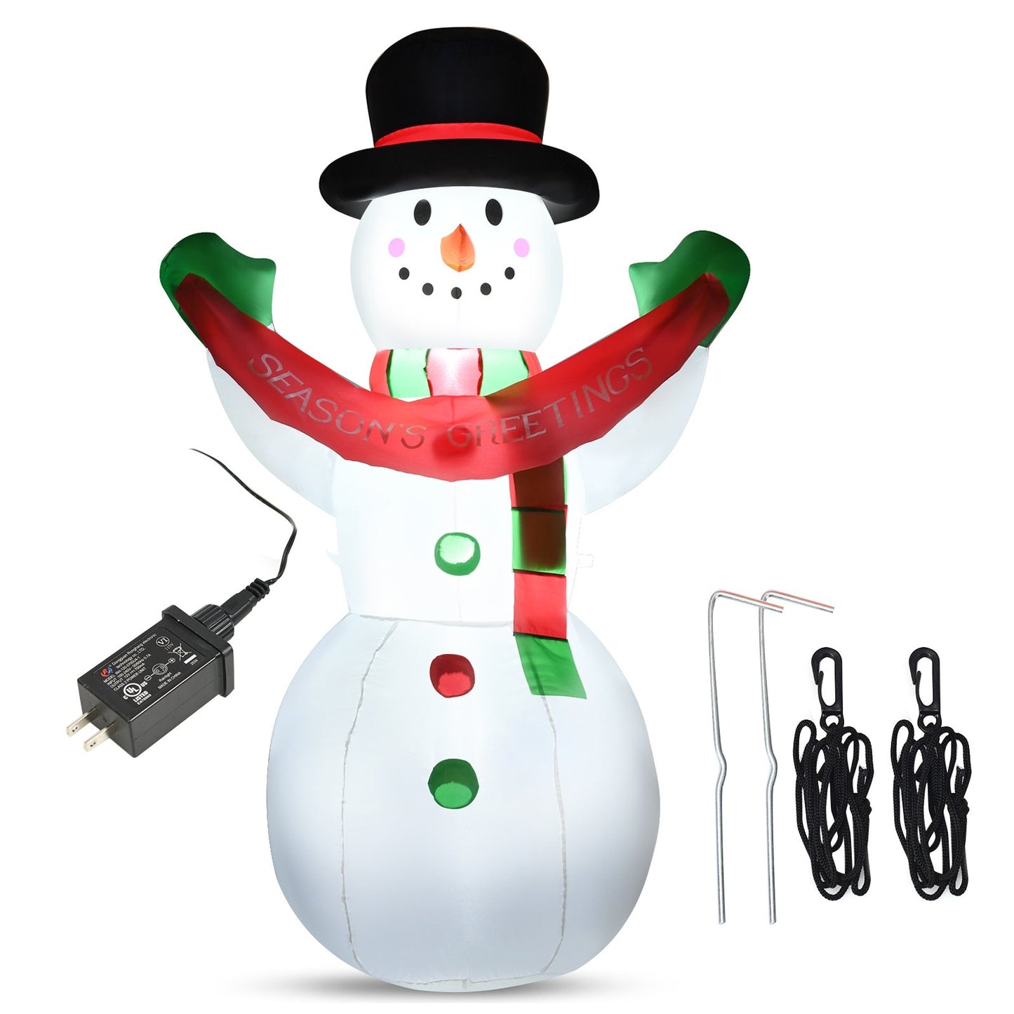 6 Feet Inflatable Christmas Snowman with LED Lights Blow Up Outdoor Yard Decoration, White Christmas Inflatables   at Gallery Canada