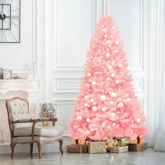 7.5 Feet Hinged Artificial Christmas Tree Full Fir Tree, Pink Christmas Tree   at Gallery Canada