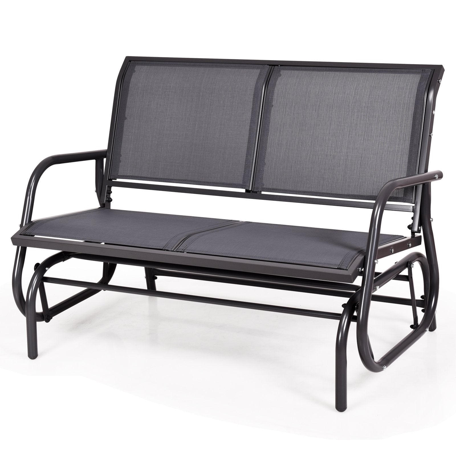 Swing Glider Chair 48 Inch Loveseat Rocker Lounge Backyard, Gray Patio Rocking Chairs & Gliders   at Gallery Canada