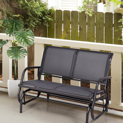 Swing Glider Chair 48 Inch Loveseat Rocker Lounge Backyard, Gray Patio Rocking Chairs & Gliders   at Gallery Canada