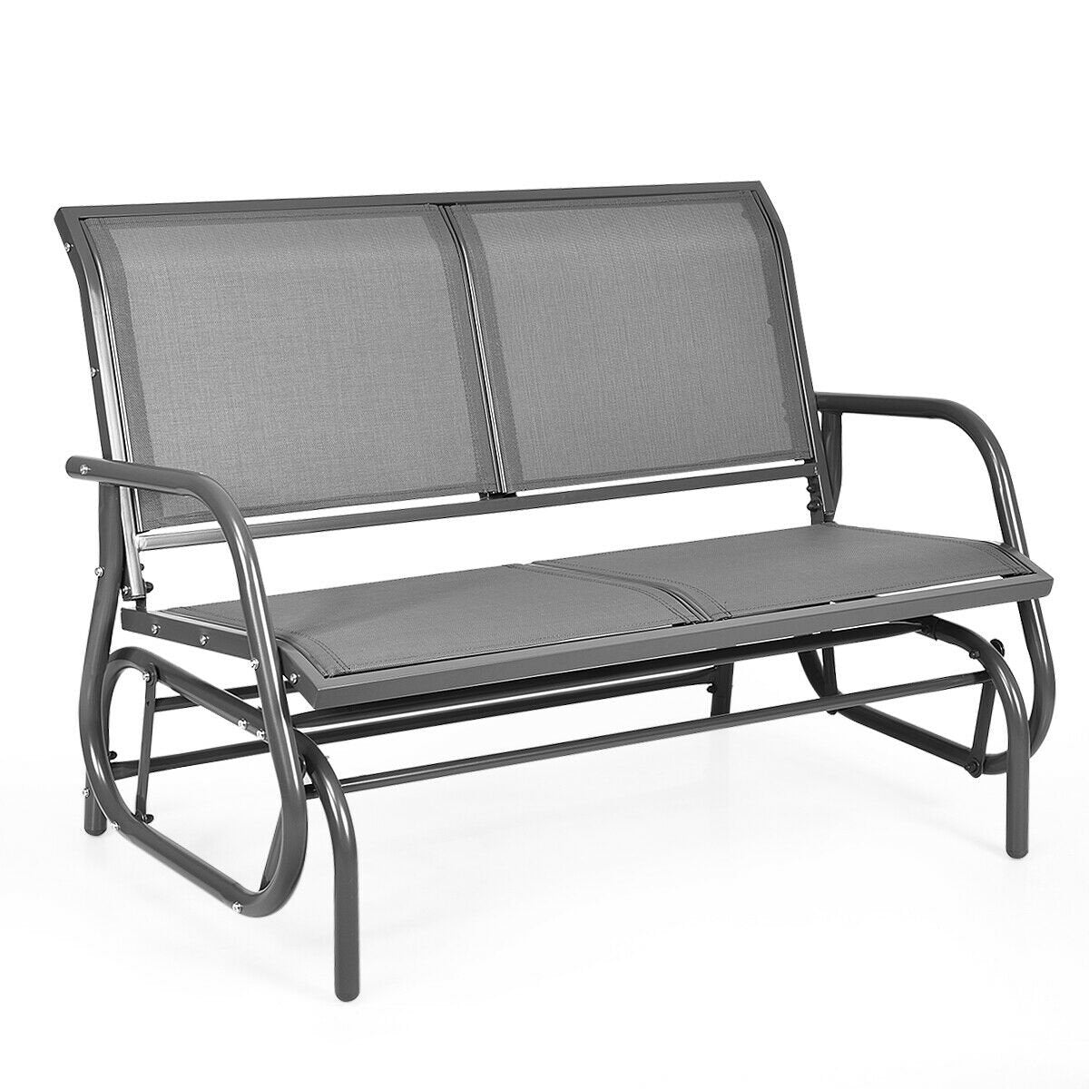 Swing Glider Chair 48 Inch Loveseat Rocker Lounge Backyard, Gray Patio Rocking Chairs & Gliders   at Gallery Canada