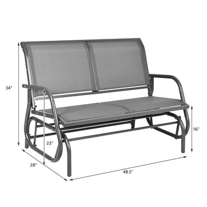 Swing Glider Chair 48 Inch Loveseat Rocker Lounge Backyard, Gray Patio Rocking Chairs & Gliders   at Gallery Canada