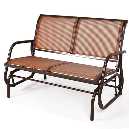 Swing Glider Chair 48 Inch Loveseat Rocker Lounge Backyard, Brown Patio Rocking Chairs & Gliders   at Gallery Canada