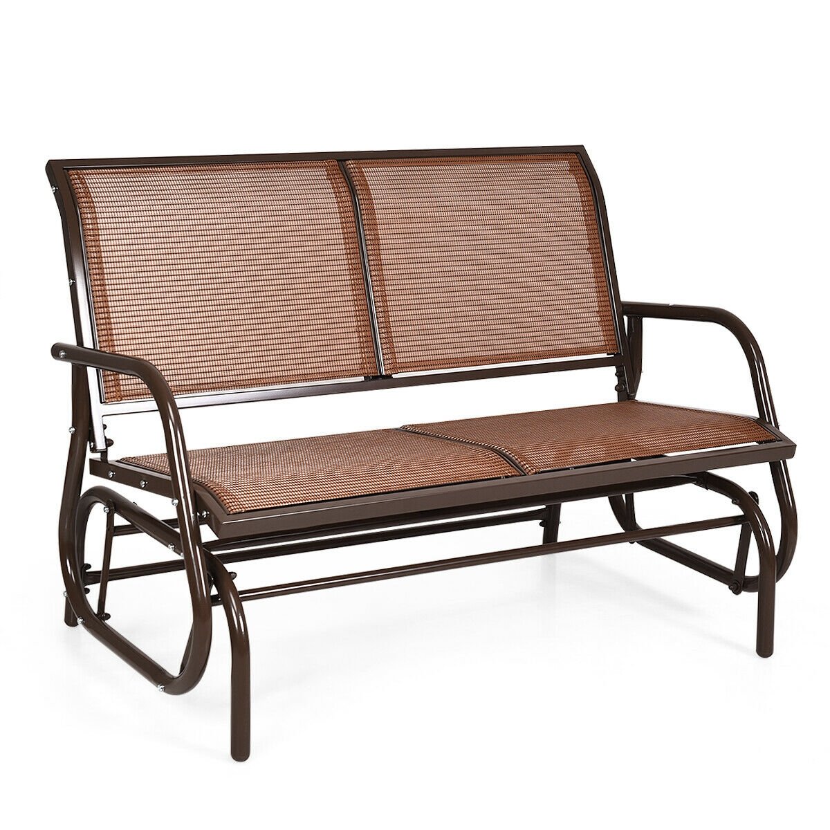 Swing Glider Chair 48 Inch Loveseat Rocker Lounge Backyard, Brown Patio Rocking Chairs & Gliders   at Gallery Canada