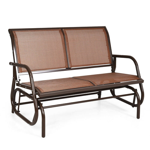 Swing Glider Chair 48 Inch Loveseat Rocker Lounge Backyard, Brown