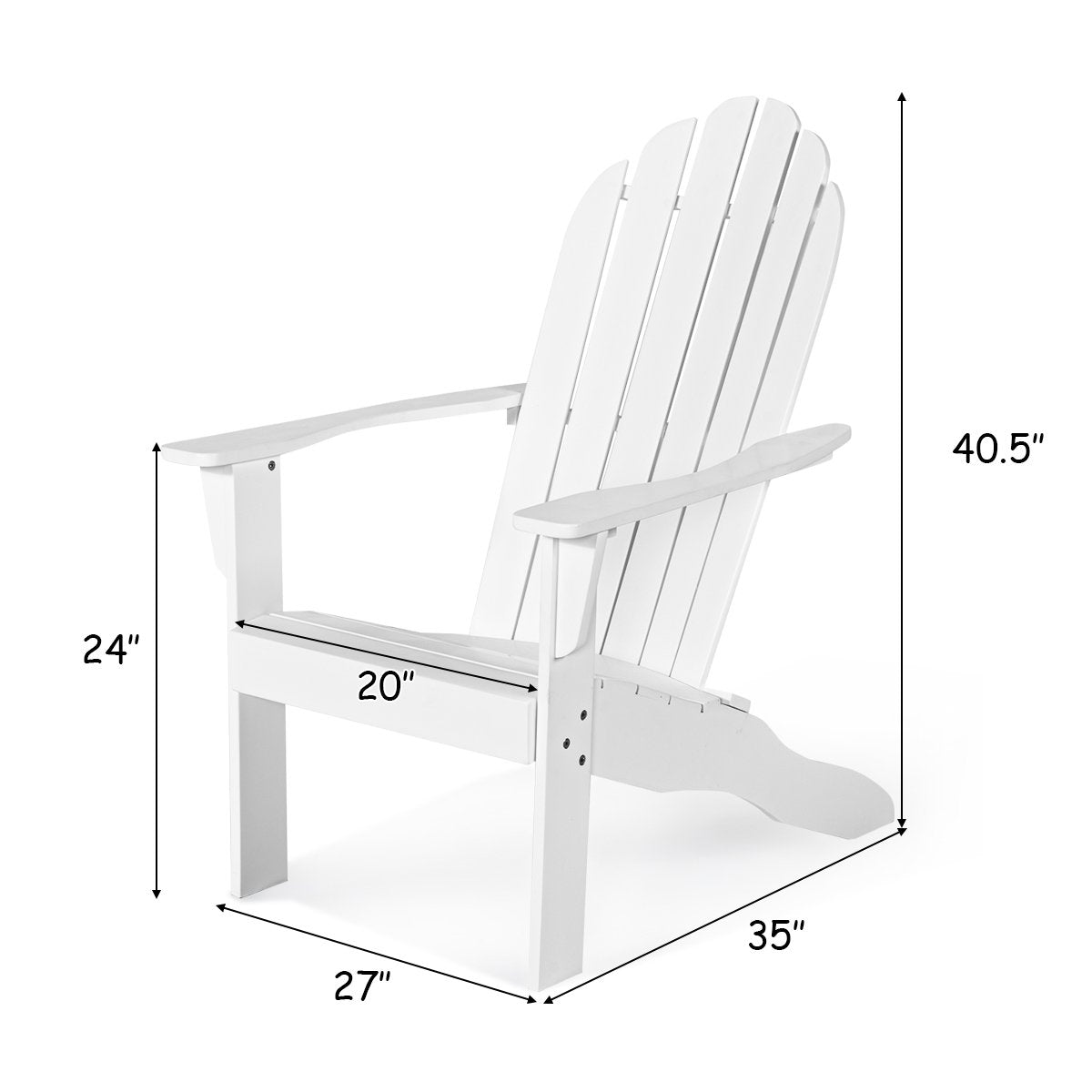 Acacia Wood Outdoor Adirondack Chair with Ergonomic Design, White Adirondack Chairs   at Gallery Canada