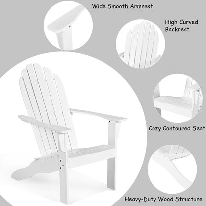 Acacia Wood Outdoor Adirondack Chair with Ergonomic Design, White Adirondack Chairs   at Gallery Canada