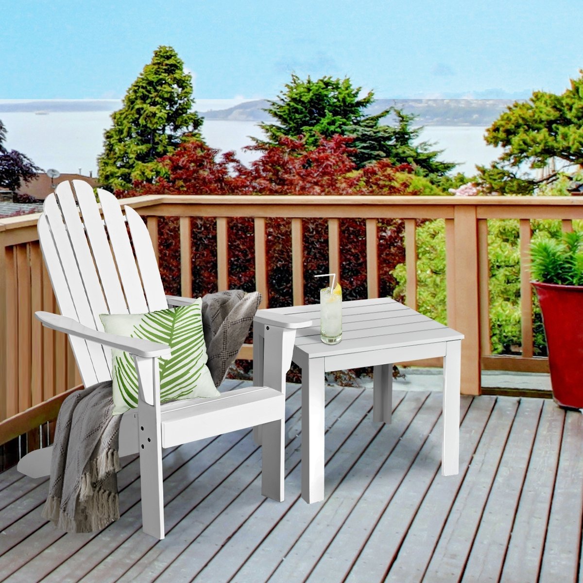 Acacia Wood Outdoor Adirondack Chair with Ergonomic Design, White Adirondack Chairs   at Gallery Canada