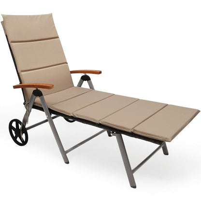 Outdoor Chaise Lounge Chair Rattan Lounger Recliner Chair, Brown Outdoor Chaise Lounges   at Gallery Canada