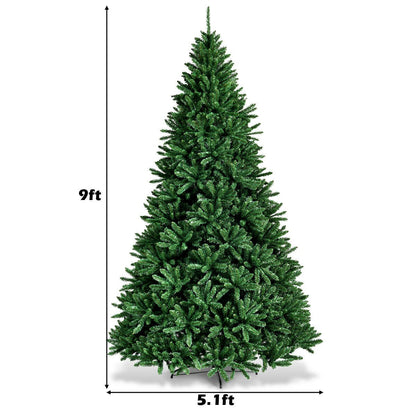 9 Feet Hinged Premium Artificial PVC Christmas Tree with Solid Metal Stand , Green Christmas Tree   at Gallery Canada