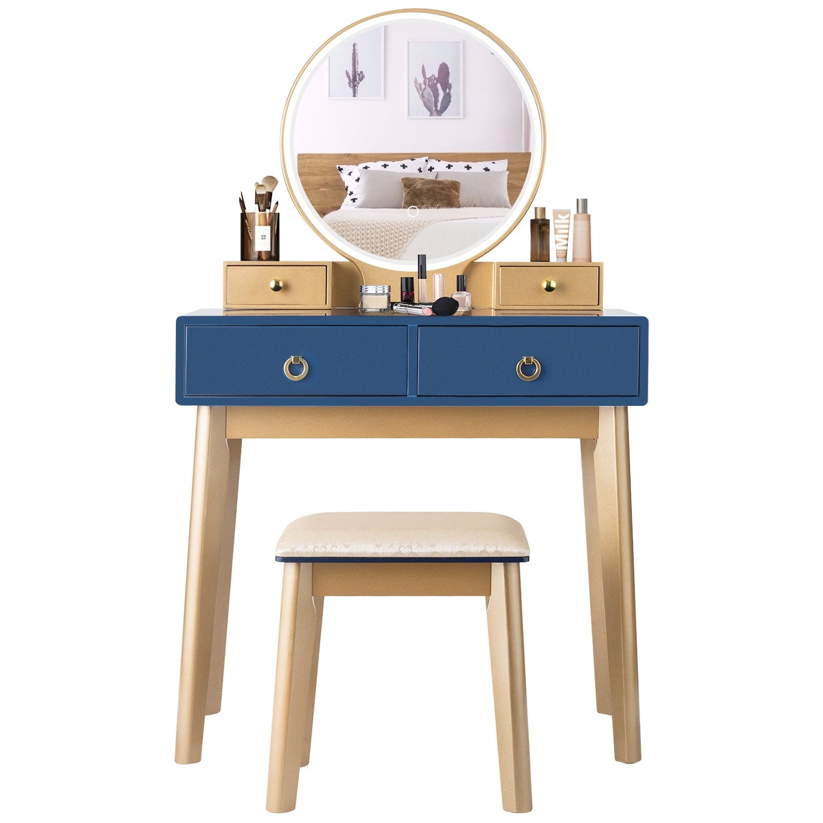 Makeup Vanity Table Set 3 Color Lighting Dressing Table, Blue Makeup Vanities   at Gallery Canada