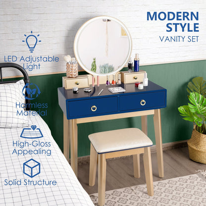 Makeup Vanity Table Set 3 Color Lighting Dressing Table, Blue Makeup Vanities   at Gallery Canada