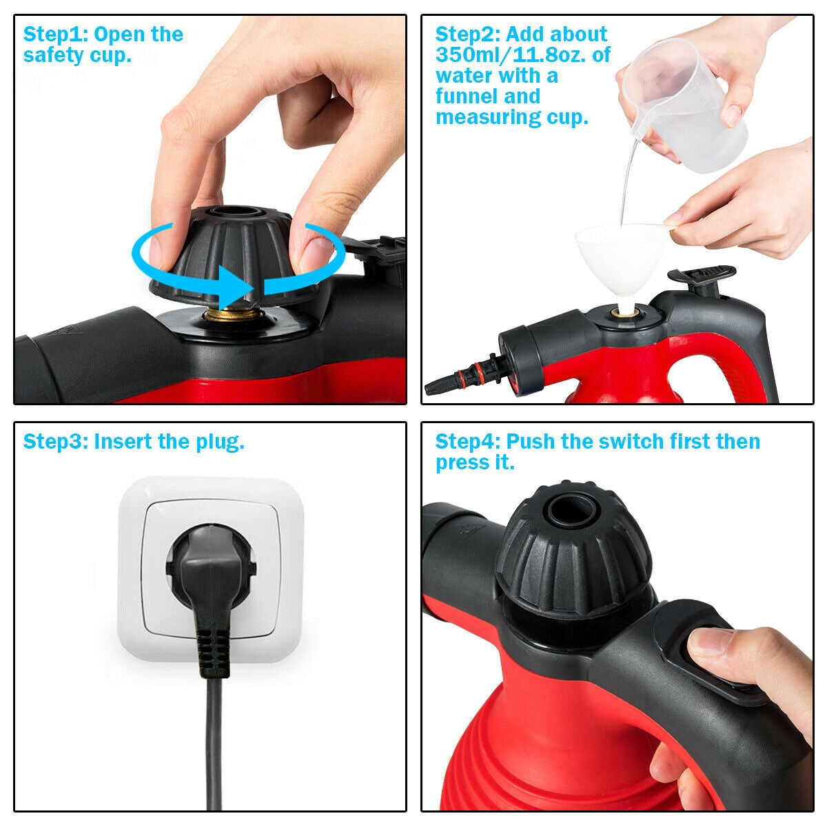 1050W Multi-Purpose Handheld Pressurized Steam Cleaner, Red Vacuums & Cleaners at Gallery Canada