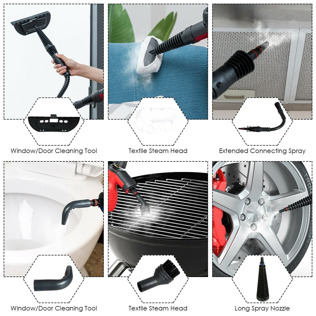 1050W Multi-Purpose Handheld Pressurized Steam Cleaner, Red Vacuums & Cleaners at Gallery Canada