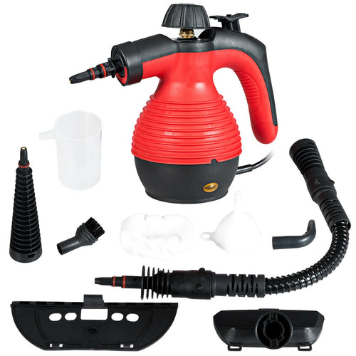1050W Multi-Purpose Handheld Pressurized Steam Cleaner, Red
