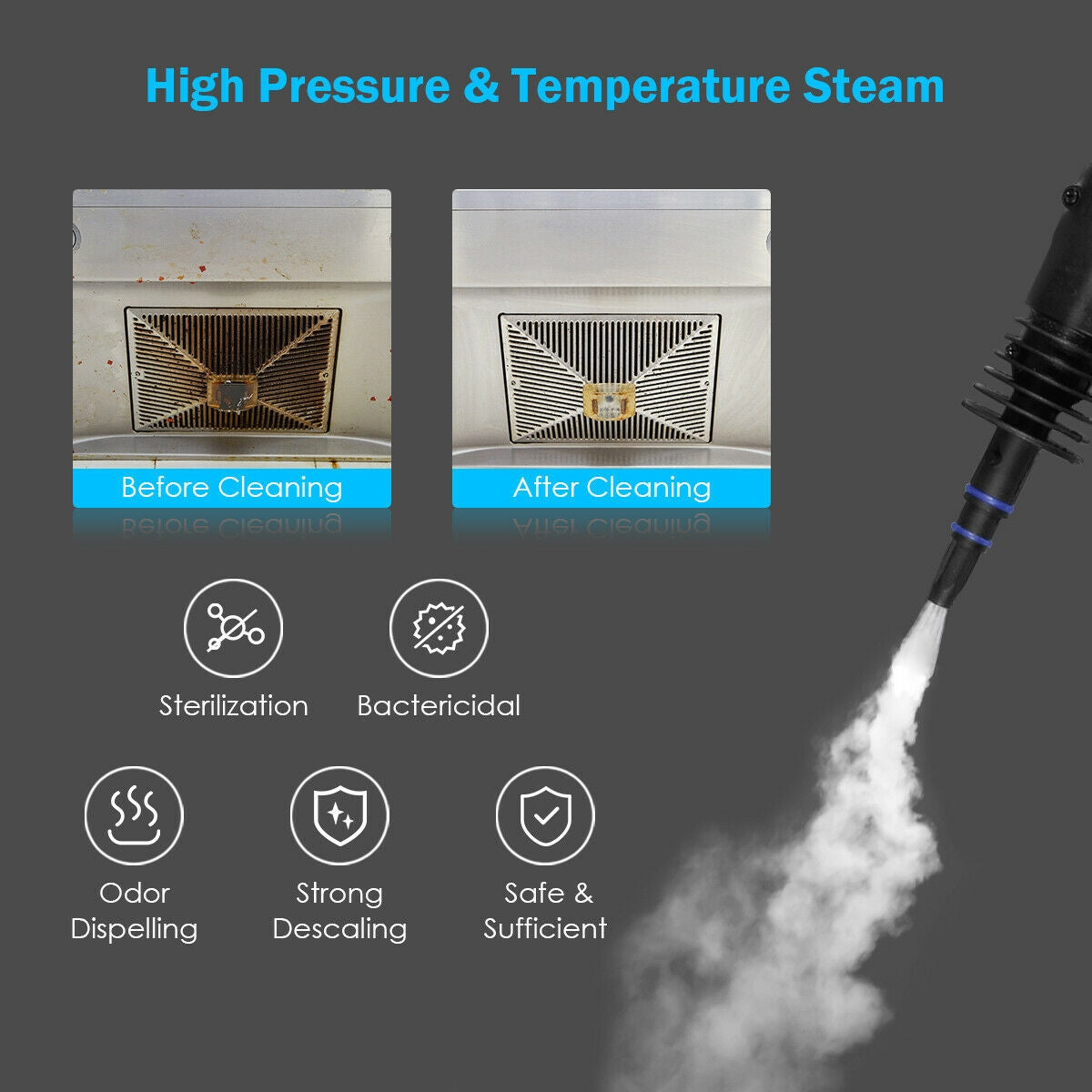 1050W Multi-Purpose Handheld Pressurized Steam Cleaner, Blue Vacuums & Cleaners at Gallery Canada