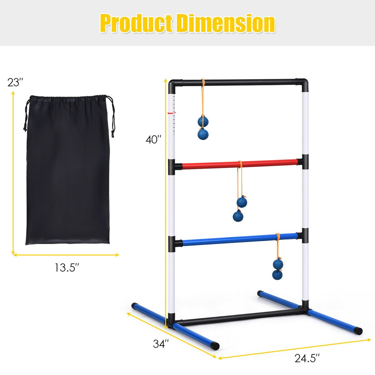 Ladder Ball Toss Game Bolas Score Tracker Carrying Bag, Multicolor Lawn Games   at Gallery Canada