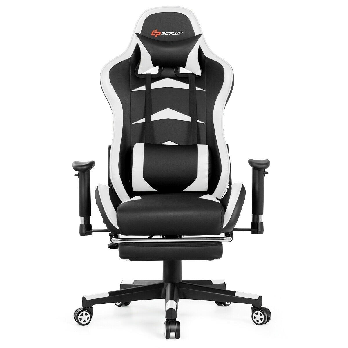 Massage Gaming Chair with Footrest, White Gaming Chairs   at Gallery Canada