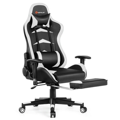 Massage Gaming Chair with Footrest, White Gaming Chairs   at Gallery Canada