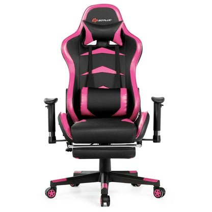 Massage Gaming Chair with Footrest, Pink Gaming Chairs   at Gallery Canada