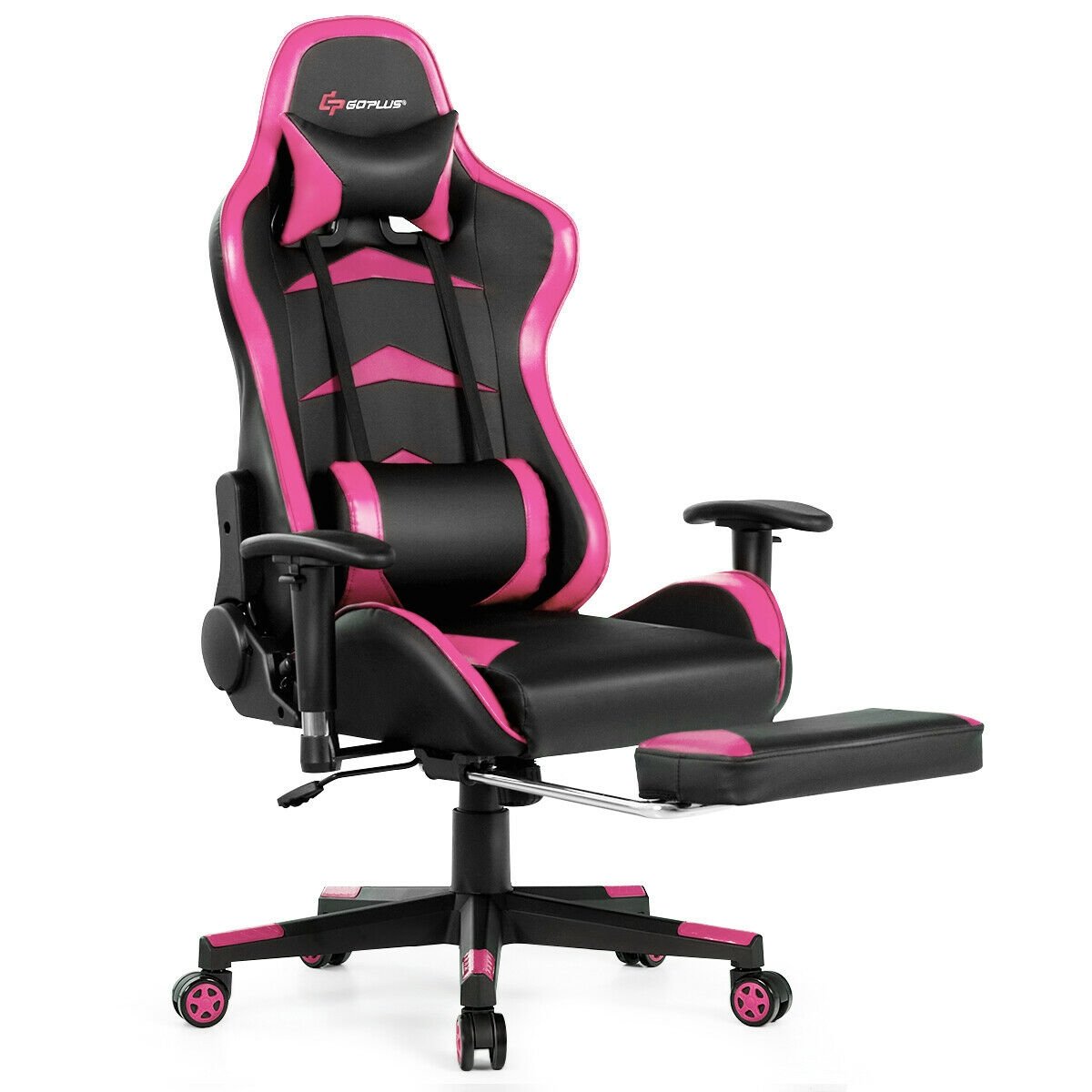 Massage Gaming Chair with Footrest, Pink Gaming Chairs   at Gallery Canada