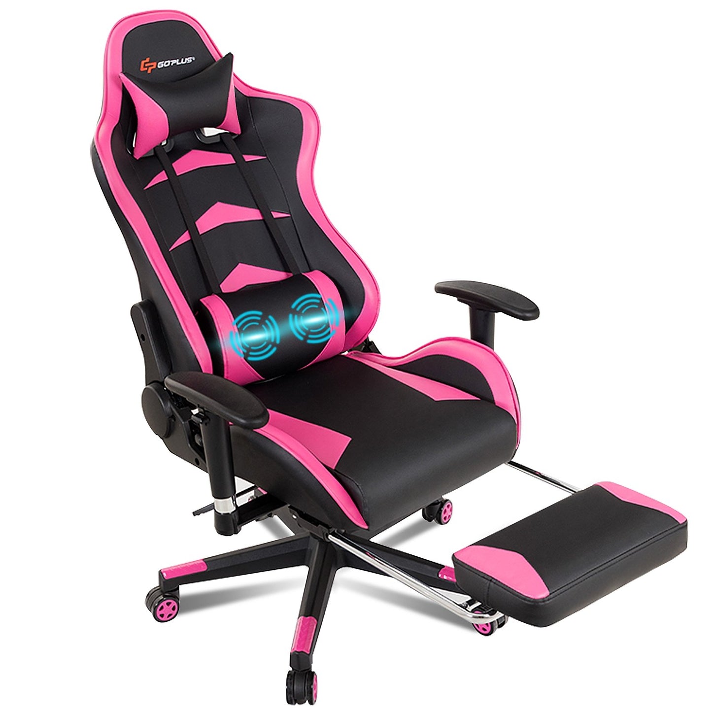 Massage Gaming Chair with Footrest, Pink Gaming Chairs   at Gallery Canada