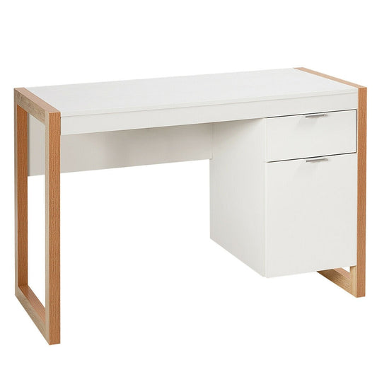 Modern Workstation Computer Desk with Storage Cabinet, White - Gallery Canada