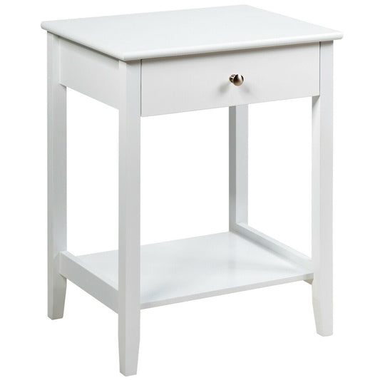 Wooden Bedside Sofa Table with Sliding Drawer, White Nightstands White at Gallery Canada