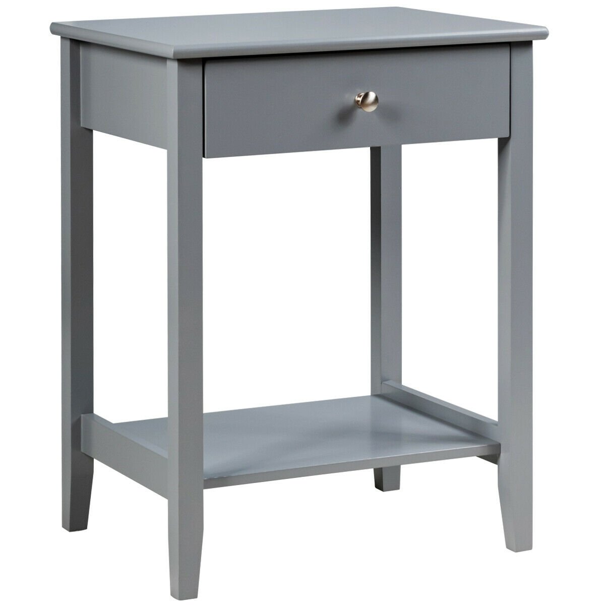 Wooden Bedside Sofa Table with Sliding Drawer, Gray Nightstands Gray at Gallery Canada