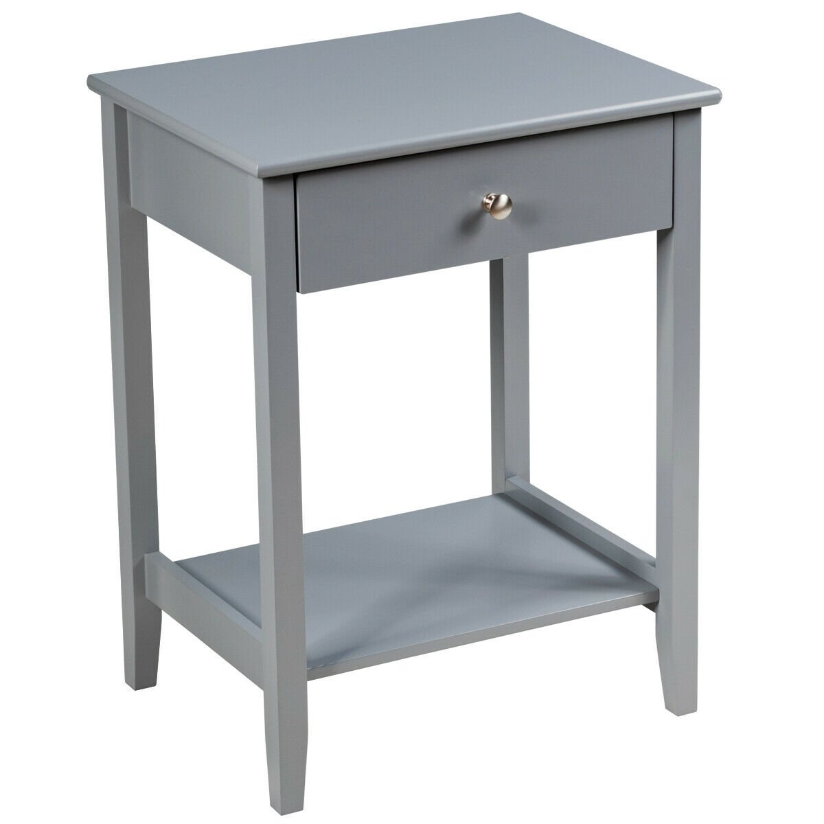 Wooden Bedside Sofa Table with Sliding Drawer, Gray Nightstands at Gallery Canada