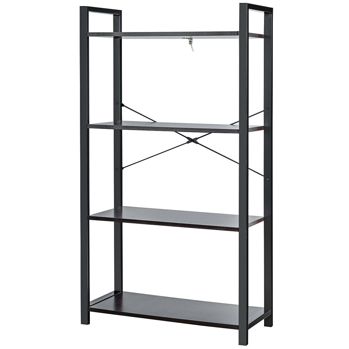 4-Tier Bookshelf Industrial Bookcase Plant Flower Stand, Black Bookcases   at Gallery Canada